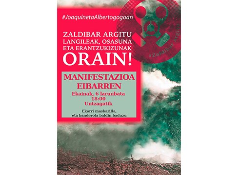 Zaldibar Argitu plataformak manifestazioa deitu du zapaturako