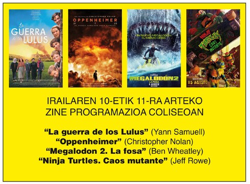 Zapatuan ez da zine-emanaldirik eskainiko Coliseoan