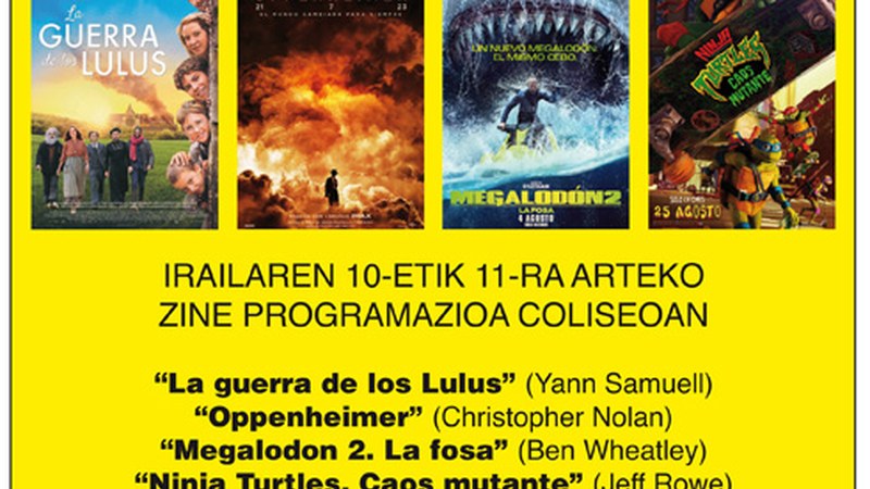 Zapatuan ez da zine-emanaldirik eskainiko Coliseoan