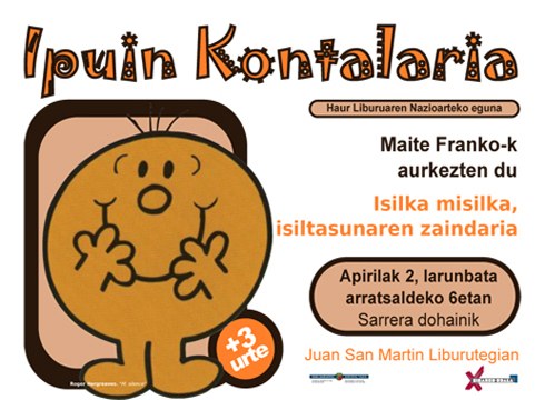 Zapatuan ipuin kontalari saioa egongo da Portalean Haur liburuaren nazioarteko eguna ospatzeko