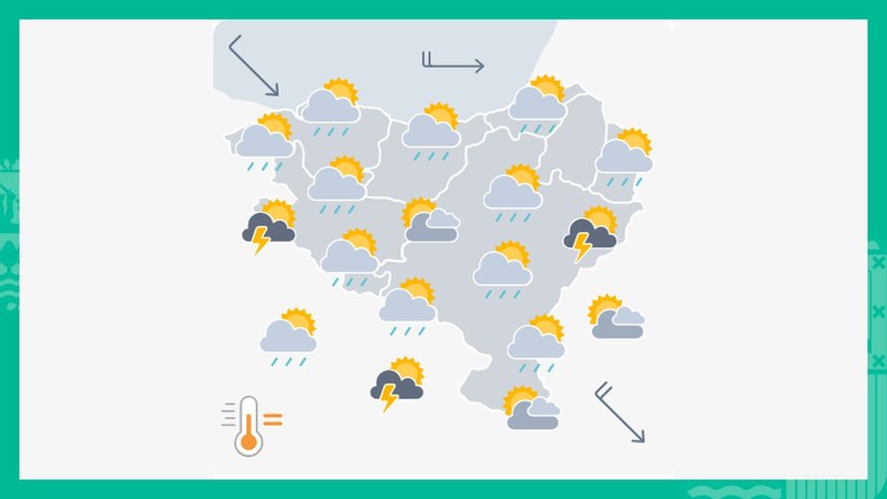 Zerua hodeitsu egongo da eta zaparradak bota ditzake