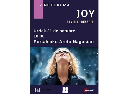 “Joy” filmaren inguruko Zine Forum saioa antolatu du Pagatxak barixakurako
