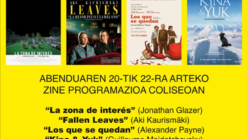 “La zona de interés”, “Fallen Leaves” eta “Los que se quedan” Coliseo antzokiko zine-karteldegian