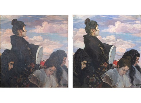 Zuloagaren koadroak berrituta bueltatu dira Arrateko elizara