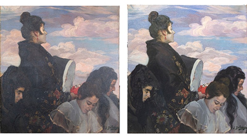 Zuloagaren koadroak berrituta bueltatu dira Arrateko elizara