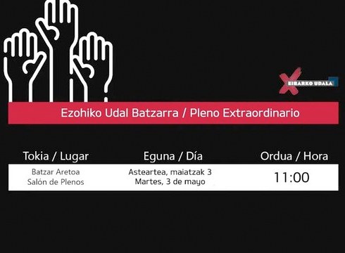 [ZUZENEAN] Udalaren ezohiko bilkura egingo da gaur 11:00etan