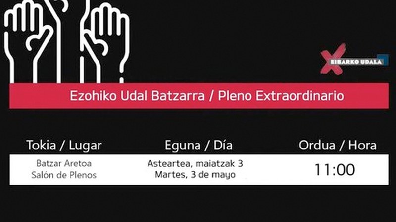 [ZUZENEAN] Udalaren ezohiko bilkura egingo da gaur 11:00etan