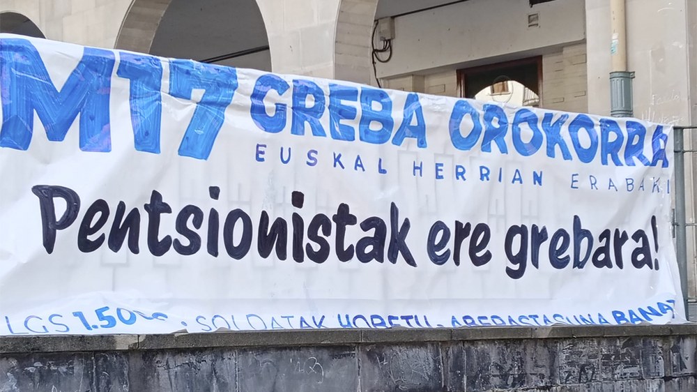 Euskal Herriko Pentsiodunen Mugimenduak ere bat egingo du biharko deituta dagoen Greba Orokorrarekin