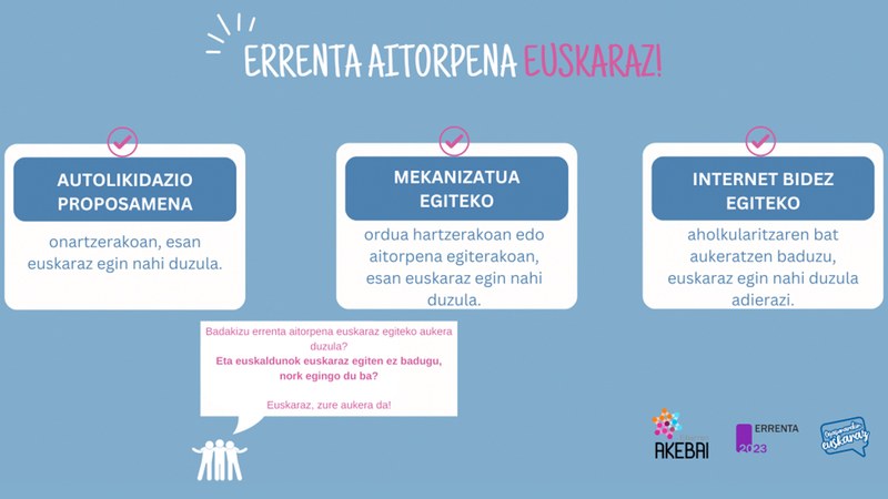 Errenta aitorpena euskaraz egiteko deia egin du Eibarren AKEBAIk